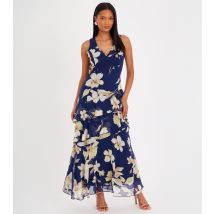 Women's Navy Chiffon Floral Midaxi Dress Quiz New Look