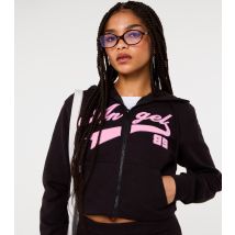 Women's Black Angel 89 Embroidered Hoodie Pink Vanilla New Look