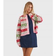 Women's Pink Floral Stripe Knit Cardigan Skinnydip New Look