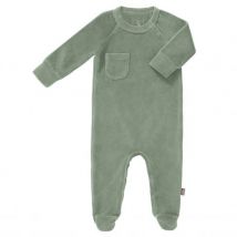 Fresk - Strampler mit Füßchen aus Velours Forest green