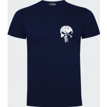 Tee-shirt Marine Avec Logo Punisher Blanc Côté Coeur - Army Design - Taille L - Vet Sécurité