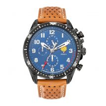 Montre Athos 4 Cadran Bleu Bracelet Cuir Marron - Patrouille De France - Vet Sécurité