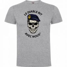 Tee Shirt Gris Chiné Tdm Le Diable Rit Avec Nous - Army Design By Summit Outdoor