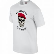 Tee Shirt Blanc Colo Le Diable Rit Avec Nous - Army Design - Taille M - Vet Sécurité