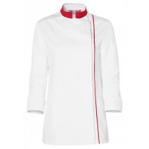 Veste De Cuisine Femme Ajik Manches Longues Blanc Et Rouge - Molinel - Taille 2xl - Vet Sécurité