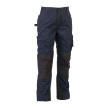 Pantalon De Travail Déperlant Titan Bleu Marine Et Noir - Herock