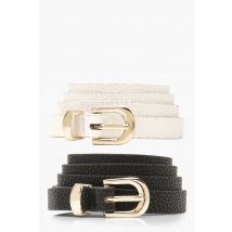 2 Pack Basic Skinny Belt - Multicolore - One Size, Multicolore