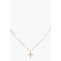 Collier Ras-Du-Cou Délicat Avec Croix - Jaune Or - One Size, Jaune Or
