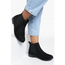 Faux Suède Bottes Chelsea Plates - Noir - 39, Noir