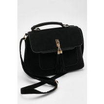 boohoo Femmes Sac Bandouliere en Suedette a Pampilles | Noir