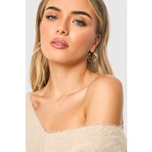 Boucles D'Oreilles Triple Anneau Texturées - Jaune Or - One Size, Jaune Or
