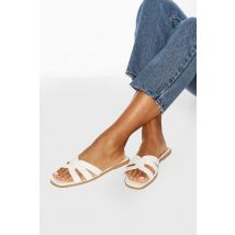 Wide Fit Cross Strap Sliders - Blanc - 39, Blanc