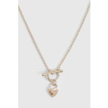 Collier T-Bar & Cœur - Jaune Or - One Size, Jaune Or