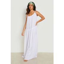 Robe De Plage Maxi À Bretelles Froissée - Blanc - S, Blanc