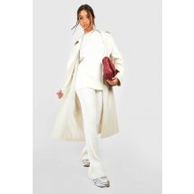 Ensemble Tunique Tricotée Côtelée Et Pantalon À Jambes Larges - Blanc Écru - M, Blanc Écru