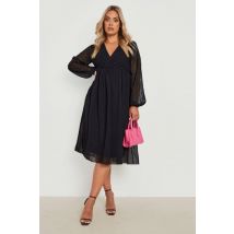 Grande Taille - Robe Plumetis Nouée - Noir - 50, Noir