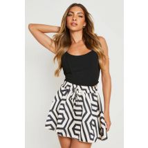 Geo Print Satin Skort - Noir - 36, Noir