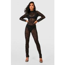 Combinaison En Mesh Effet Toile D'Araignée Halloween - Noir - 38, Noir