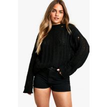 "Petite" - Short Taille Haute En Jean - Noir - 40, Noir