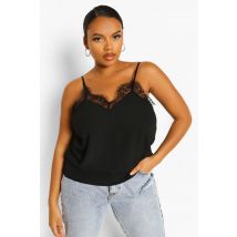 Haut Débardeur Tissé Avec Détails En Dentelle Pour Grandes Tailles - Noir - 48, Noir