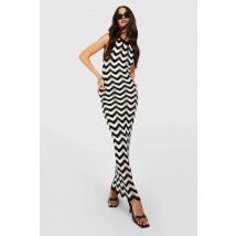 Robe Maxi En Crochet Zig Zag - Noir - Xl, Noir