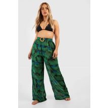 "Plus" Palm Raffia Buckle Beach Trousers - Noir - 56, Noir