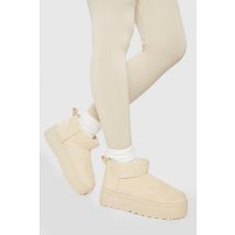 Bottes À Plateforme Ultra Mini Doublées De Synthétique - Beige - 37, Beige