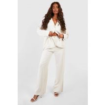 Pantalon De Tailleur Large En Lin - Beige - 40, Beige