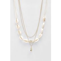 Collier Ras-Du-Cou Multicouche Orné De Coquillages - Jaune Or - One Size, Jaune Or