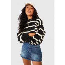 Mixed Stripe Oversized Jumper - Noir - S, Noir