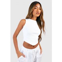 Thick Binding V Hem Rib Vest - Blanc - 40, Blanc