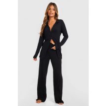 Ensemble Pyjama En Jersey À Manches Longues Et Pantalon - Noir - 36, Noir