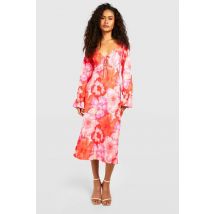 Robe Mi-Longue À Découpes Florales - Rose - 44, Rose