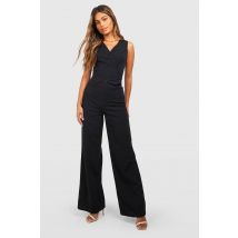 Jersey Crêpe Gilet Asymétrique & Pantalon À Jambes Larges - Noir - 44, Noir