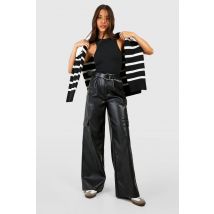 Pantalon Cargo Effet Cuir À Taille Haute - Noir - 40, Noir