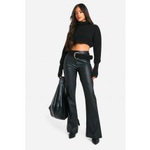 Pantalon Synthétique À Coupe Droite Et Ourlet Fendu - Noir - 40, Noir