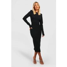 Robe Mi-Longue À Fente - Noir - 36, Noir