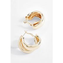 Boucles D'Oreilles À Double Anneau - Jaune Or - One Size, Jaune Or