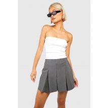 Skort Tennis Plissé En Bengaline - Gris Anthracite - 36, Gris Anthracite