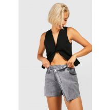 Jupe-Short En Jean - Gris - 34, Gris