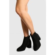 Bottes Cheville En Faux Suède À Talon Bloc Bas Pour Large Pied - Noir - 37, Noir