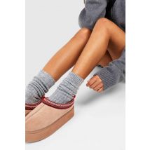 Chaussette Grise Tricotée Épaisse À Côtes - Gris Anthracite - One Size, Gris Anthracite