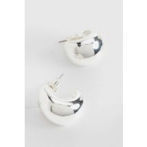Boucles D'Oreilles Créoles Mini Épaisses En Argent - Gris - Argent - One Size, Gris - Argent