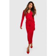 Robe Midaxi En Crêpe Avec Détail À La Taille - Rouge - 40, Rouge