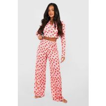 Ensemble De Pyjama Boutonné À Imprimé Fraise - Saint Valentin - Rouge - 36, Rouge