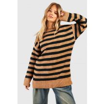 Pull Oversize À Rayures - Marron Camel - S/M, Marron Camel