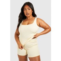 "Plus" Short Boxer Lounge À Côtes - Blanc Cassé - 46, Blanc Cassé