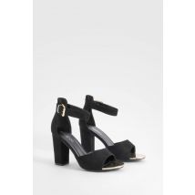 Talons À Bloc En Deux Parties Avec Détail De Boucle, Coupe Large - Noir - 37, Noir