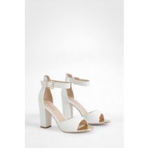 Talons À Bloc En Deux Parties Avec Détail De Boucle, Coupe Large - Blanc - 37, Blanc