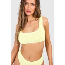 Premium Crinkle Scoop Bikini Top - Jaune - 34, Jaune